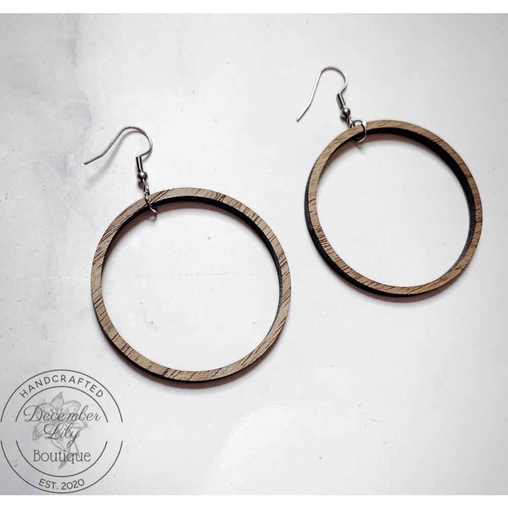 Wood Hoop Earrings